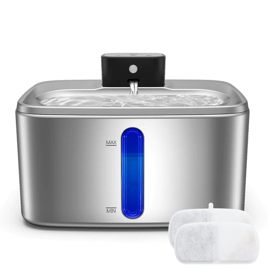 Suitchi Cat Water Fountain Wireless Stainless Steel Dog Water Fountain Battery Operated 135oz/4L Automatic Cat Fountain with 2 Filters
