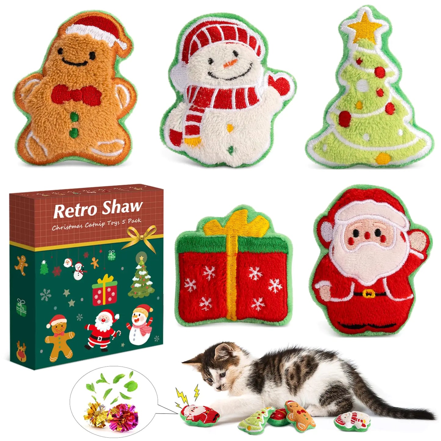5-Piece Christmas Catnip Toy Set