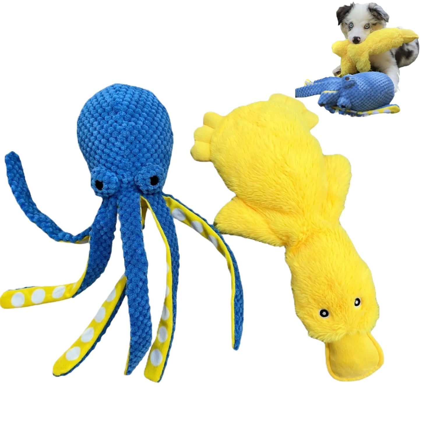 Duck and Octopus Dog Toy Set